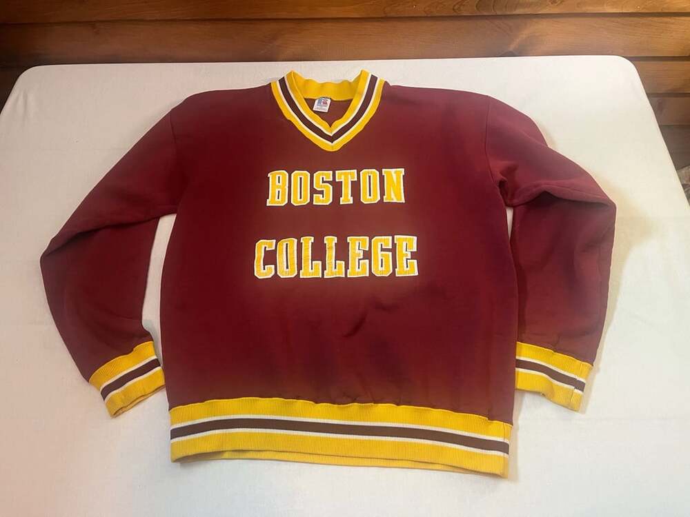 Boston College USA Made Sweatshirt Size XL Maroon Vintage V-Neck 90s Vintage